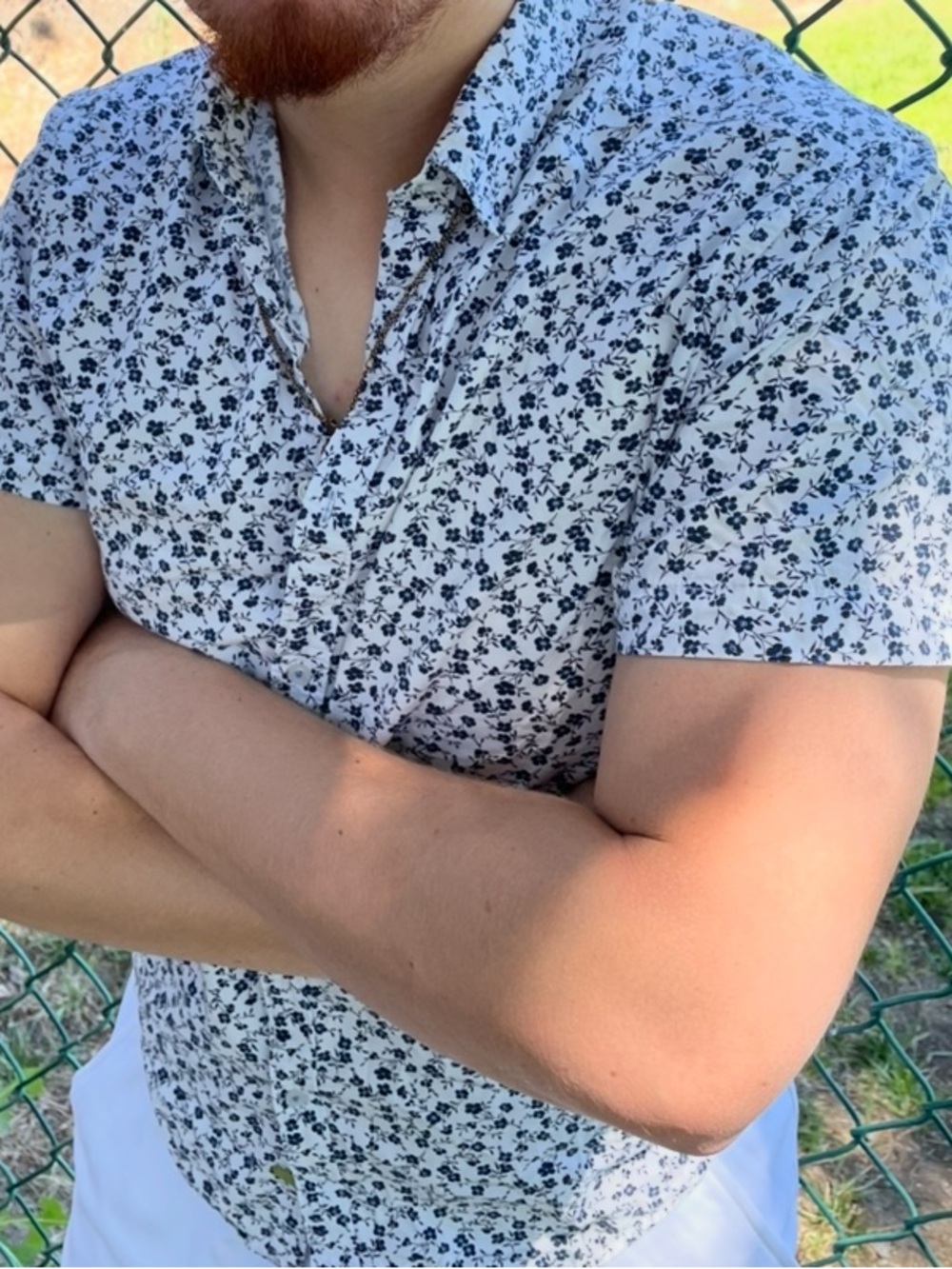 DENIM & FLOWER Men RICKY SINGH Floral Short Sleeve Button-Up Shirt BLUE DAISY - Picture 8 of 16